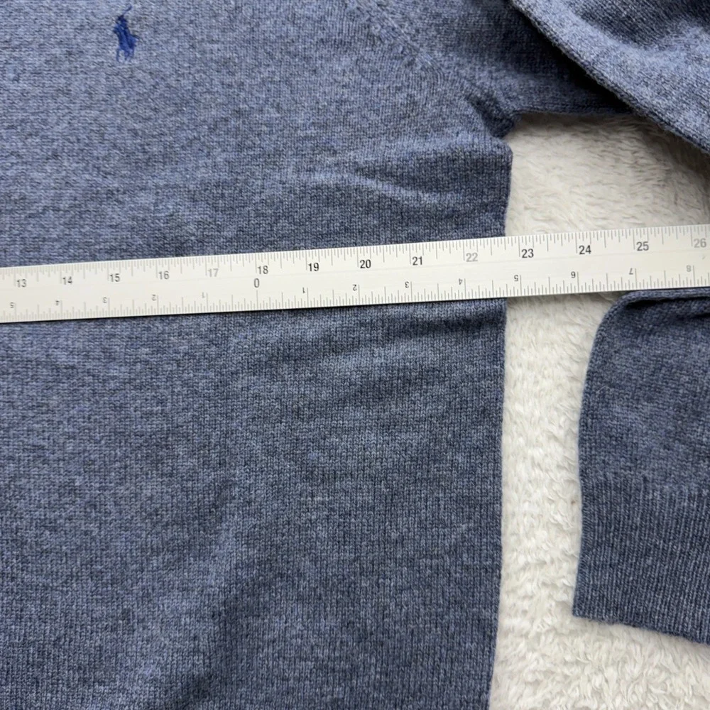 Polo Ralph Lauren Mens Blue Gray 100% Lambswool V-Neck Sweater‎ Size Large 8491